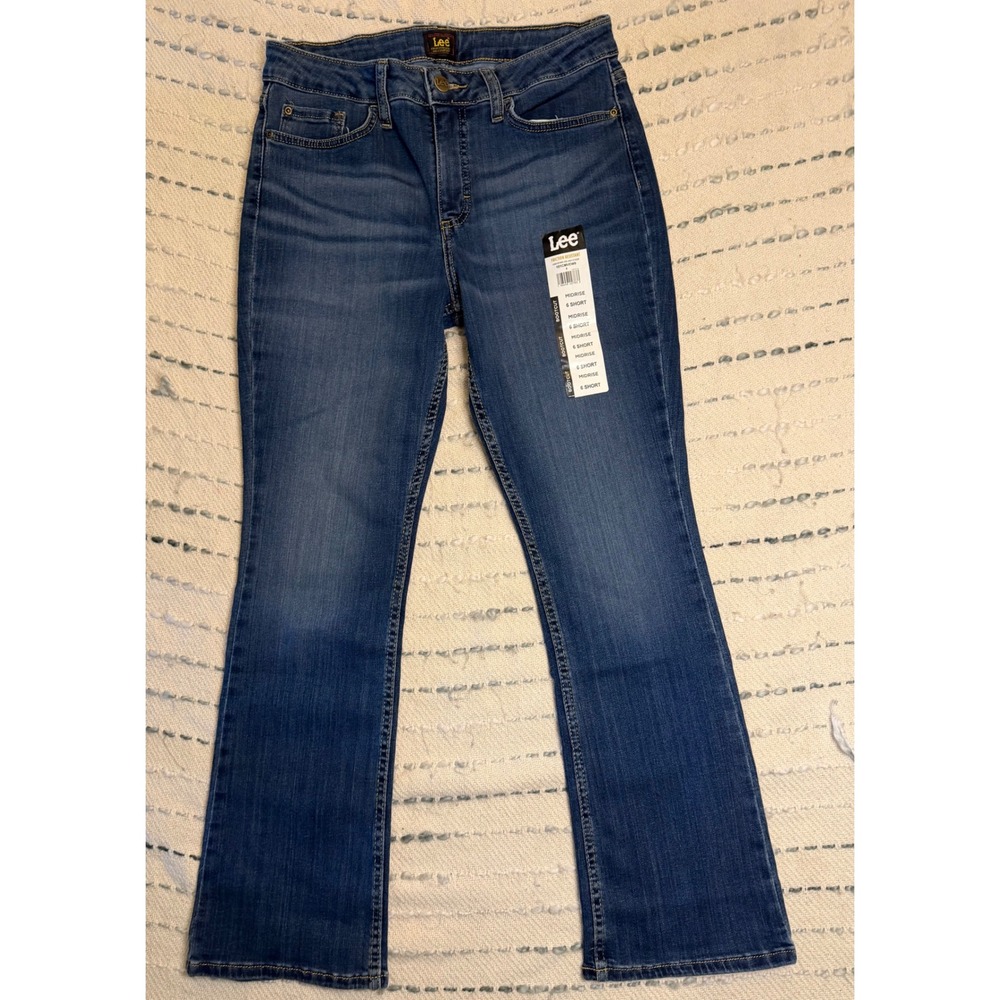 Lee Midrise Bootcut Jeans Womens 6 Short Blue Denim Friction Resistant 101CMVEW9